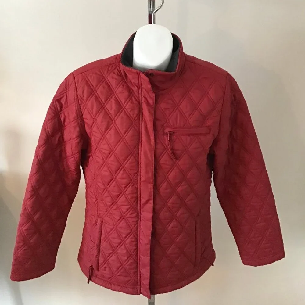 Eddie Bauer Womens XS Quilted Puff‎ Puffer Goose Down Coat Jacket Red Gorecore